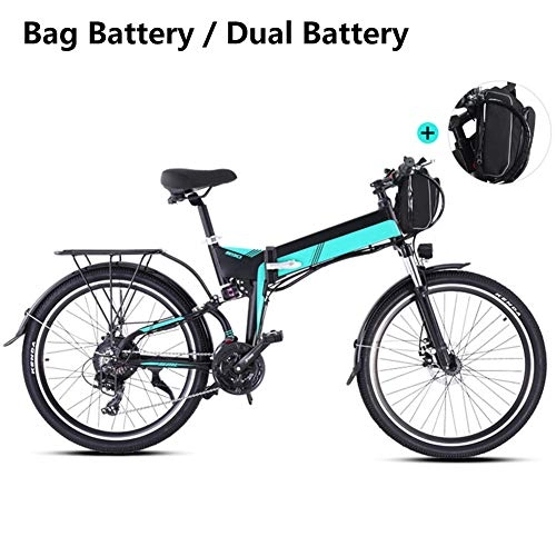Zusammenklappbares elektrisches Mountainbike : Ylight Elektrisches Faltbares Fahrrad, 26 Zoll Mountain E-Bike, 2 PCS 12.8A Lithium Batterie Inbegriffen, Blau