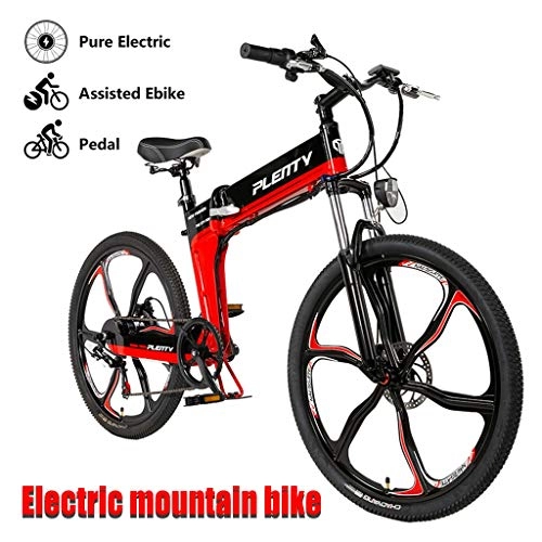 Zusammenklappbares elektrisches Mountainbike : ZJGZDCP 21 Speed-Gears Erwachsener Elektrisches Fahrrad Schnee-Berg Electric Mountain Bike 480W Folding Elektro-Fahrrad Mit Abnehmbarer 8 / 10Ah-Batterie (weiß) (Color : Black)