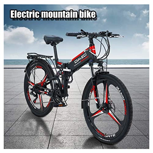 Zusammenklappbares elektrisches Mountainbike : ZJGZDCP 300W Elektrisches Fahrrad Adult Electric Mountain Bike 48V 10AH Elektro-Fahrrad Mit Herausnehmbarer Lithium-Ionen-Batterie 21 Geschwindigkeit Gears Strand Schnee Fahrrad