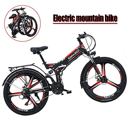 Zusammenklappbares elektrisches Mountainbike : ZJGZDCP Folding Electric Bike Adult Elektro Biycle stütztes Fahrrad Weibliche Männer mit abnehmbarem 300W 48V großen Kapazitäts-Lithium-Batterie und Ladegerät