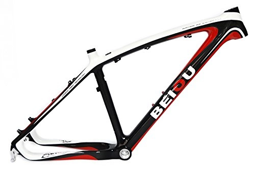Cornici per Mountain Bike : Beiou ® in fibra di carbonio 3 k Cornice per Mountain Bike, 26 ", colore: bianco rosso, da esterno, con cavo SimNet sottili T700 Ultralight B014AX MTB