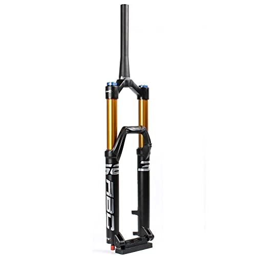 Forcelle per mountain bike : aiNPCde DH Forcella Anteriore Aria MTB 27.5 Pollici Viaggio 160mm Perno Passante 15mm, Regolazione del Ritorno Discesa Mountain Bike Forcella Ammortizzata Tubo Affusolato Blocco Manuale