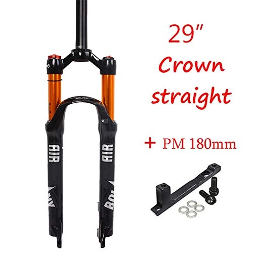 Forcelle per mountain bike : FANGXUEPING Forcella MTB 26 / 27, 5 / 29 '' Forcelle Ammortizzate Ad Aria Compressa 100mm 1-1 / 8 '' Parti con Mountain Bike in Lega di Alluminio A Disco Conico Diritto 29 Berretto Dritto