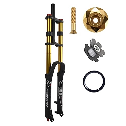 Forcelle per mountain bike : Forcella Ammortizzata Anteriore Mountain Bike 26 27, 5 29 Pollici Freno Disco Aria Forcella in Discesa 1-1 / 8" Dritto 1-1 / 2" Conico MTB Forcella Bici Triplo Albero Corsa 135mm Rilascio Rapido