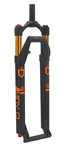 Forcelle per mountain bike : Forcella ammortizzata per bici MTB 27, 5 29 pollici, lega di magnesio 1-1 / 8"Forcella anteriore per bici telecomandata con tubo dritto 120mm(Color:Orange;Size:27.5 inch)