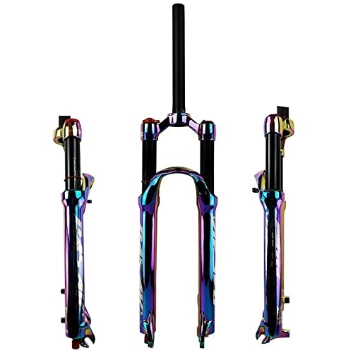 Forcelle per mountain bike : Forcella Anteriore Forcella Ammortizzata della Bicicletta per Mountain Bike in Lega di Alluminio Arcobaleno Forcella Ad Aria Corsa 120 Mm Freno A Disco Accessori Bicicletta A, 27.5inch