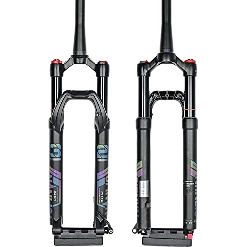 Forcelle per mountain bike : Forcella Anteriore per Bicicletta in Lega di Magnesio Forcella Ammortizzata Tubo Conico Sospensione Mountain Bike MTB Forcella per Bici Corsa 100mm con Regolazione del Rimbalzo A, 27.5inch