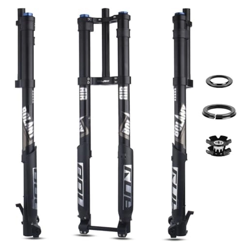 Forcelle per mountain bike : Forcella rovesciata per Mountain Bike 26 / 27, 5 / 29 pollici da viaggio 180 mm Forcella ammortizzata per bici 28, 6 mm Forcella anteriore a tubo dritto per MTB QR 9x100 mm (Color : Black, Size : 27.5inch)