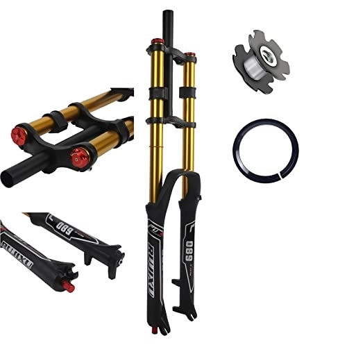 Forcelle per mountain bike : Forcelle ammortizzate per bici 26 27, 5 29 pollici Forcelle per mountain bike Freno a disco Regolazione estensione mtb Sgancio rapido Corsa 135mm Sospensione pneumatica DH Cono bicicletta 1-1 / 2" Dritt