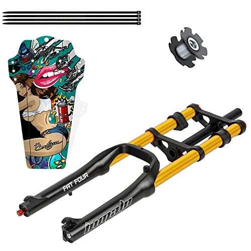 Forcelle per mountain bike : Forcelle mountain bike 20 pollici Pneumatico grasso 4.0 Dritto 1-1 / 8 E-Bike BMX Forcella a sospensione pneumatica Freno a disco Corsa 160 mm Blocco viaggio Regolazione dello smorzamento QR 2880g