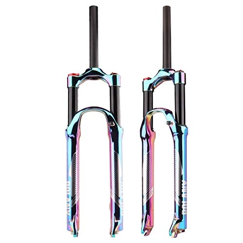 Forcelle per mountain bike : GGXX Forcella Ammortizzata MTB Rainbow Fork Solo Air Sospensione Anteriore per Bicicletta 27, 5 / 29 Pollici Tubo Dritto Bici Laser a sgancio rapido in Lega con bloccaggio Manuale