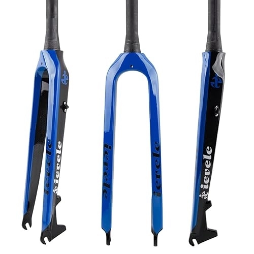 Forcelle per mountain bike : HIMALO 26 27.5 29 Mountain Bike Forcella Rigida Freno A Disco in Fibra di Carbonio MTB Forcella QR 9x100mm Ultraleggero 1-1 / 2" Canotto Conico Senza Filettatura (Color : Blauw, Size : 27.5'')