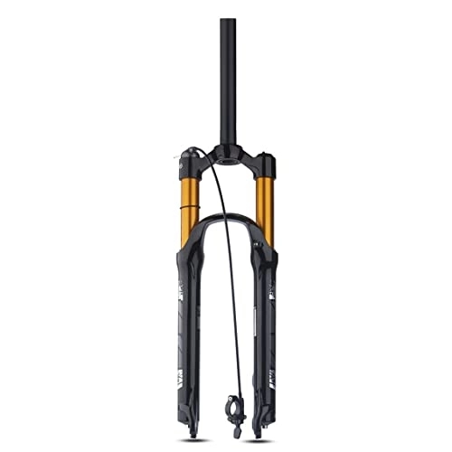 Forcelle per mountain bike : LAVSENA Mountain Bike Forcella Ammortizzata 26 / 27.5 / 29 Pollici MTB Forcella Pneumatica Corsa 100mm 1-1 / 8 Tubo Dritto Forcella Manuale / Blocco Remoto QR 9mm (Color : Gold Remote, Size : 27.5'')