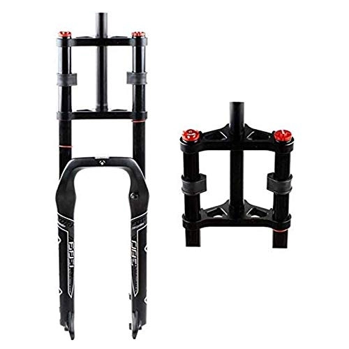 Forcelle per mountain bike : Lloow Bicycle Suspension Fork Ammortizzatore Ammortizzatore Alluminio Mountain Bike Forcella Anteriore 26 Pollici Doppia Spalla Controllo, Ammortizzatore a Gas XC / AM / FR Bicicletta