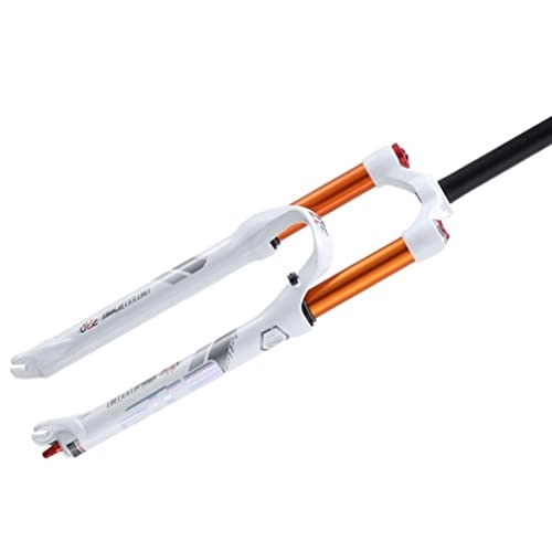 Forcelle per mountain bike : Mountain Bike Forcelle Ammortizzate 26 / 27.5 / 29 Pollici MTB Doppia Forcella Pneumatica Corsa 110mm 1-1 / 8'' Dritta Forcella Della Bicicletta Freno A Disco QR 9mm Blocco Manuale ( Color : White , Size :