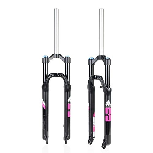 Forcelle per mountain bike : Mountain Bike MTB Fork, AM / TG3 in Lega di magnesio 26 / 27.5 Pollici Ammortizzatore Forcella Anteriore, MTB Spalla di Blocco dei Aria Rebound Ammortizzatore (Nero / Colore Rosa) (Size : 27.5")