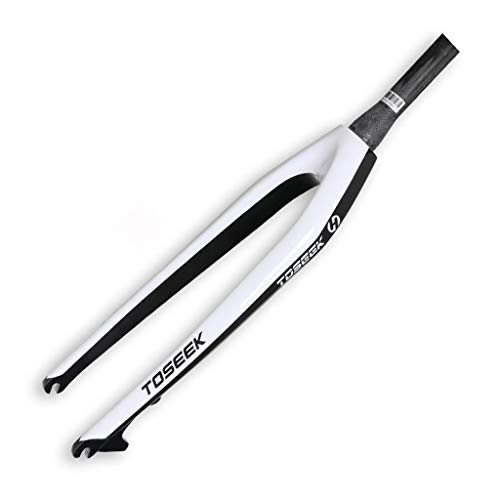 Forcelle per mountain bike : Mountain Bike MTB Fork / bivio, Suspension Forcella Anteriore, 3K Carbon Cloth Texture, 26 / 27.5 / 29 Pollici in Fibra di Carbonio Tapered Tubo Rigido della Forcella Anteriore (Bianco)