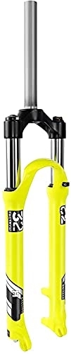 Forcelle per mountain bike : QDY 26 / 27.5 / 29 Pollici MTB Sospensione Forcella Tubo Dritto 1-1 / 8" Freno A Disco, Lega Idraulica Molla Mountain Bike Forcella QR 9Mm, Giallo, 26 inch