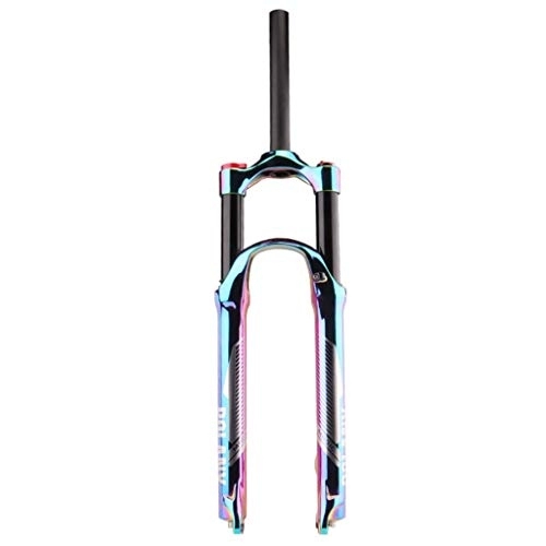 Forcelle per mountain bike : QHY Bicicletta 100mm Viaggio Forcella Ammortizzata Aria MTB 27, 5 / 29 Pollici Blocco Manuale XC AM Mountain Bike Forcella Anteriore Placcatura Sottovuoto Colorata (Color : Colorful, Size : 27.5inch)