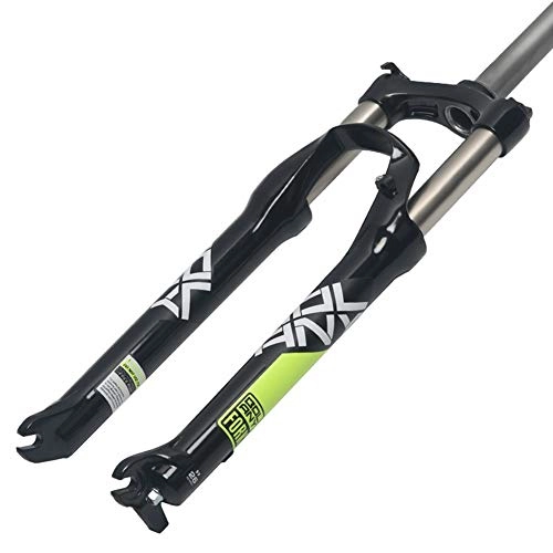 Forcelle per mountain bike : QIANGU Mountain Fork Ultraleggero Lega Alluminio MTB Forcelle Meccaniche Sospensione Rebound Adjust Dritto Tubo: 105 Millimetri 26 27, 5 29 Pollici (Color : Black Green, Size : 27.5 Inches)