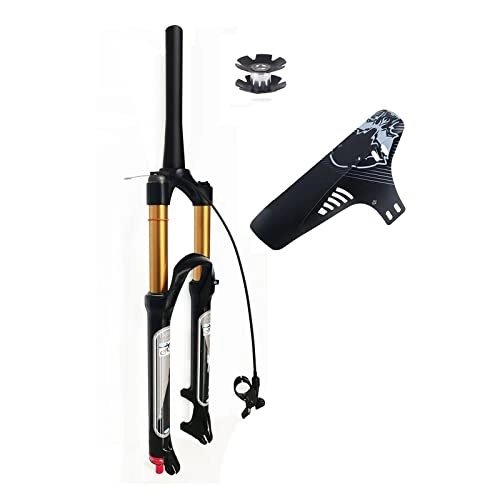 Forcelle per mountain bike : SHENYI Forcella Ammortizzata pneumatica MTB da 26 / 27, 5 / 29 Pollici con Corsa da 140 mm, Tubo QR 9 mm Dritto / Conico XC AM Forcelle Anteriori for Mountain Bike ultraleggere (Color : TaperedManual 26in)