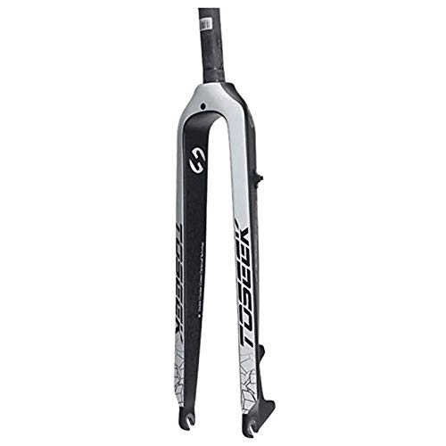 Forcelle per mountain bike : Sonwaohand Forcella per Sospensione Ciclismo, 26inch Full Carbon Rigid 3k Fiber MTB Bike Disc Brake Front Fork 1-1 / 8'(28.6mm) 29inch Bianco 26 Pollici Un