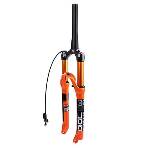 Forcelle per mountain bike : Sospensione Mountain Bike Bicicletta MTB Forcella Ammortizzata Controllo Spalla e Blocco Remoto Forcella ad Aria 26 27, 5 29 Pollici Tapered - Orange Ammortizzatori