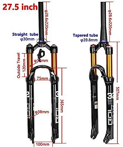 Forcelle per mountain bike : YANYUN - Forcella ammortizzata per mountain bike, forcella in magnesio, forcella 26 / 27, 5 / 29"