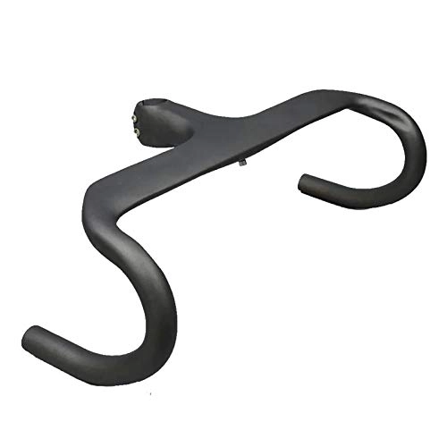 Manubri per Mountain Bike : CHENSHJI Barra rialzata per Bicicletta MTB Fibra del Carbonio Integrato Strada del Manubrio della Bicicletta Ciclismo Bike Parts Strada Manubrio con Gambo (Colore : Black, Size : 44x10cm)