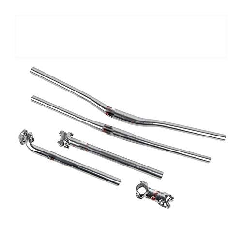 Manubri per Mountain Bike : Manubri Per Mountain Bike，Mountain Bike Con Telaio In Acciaio Retrò，Set Di Maniglie Dritte In Tre Pezzi，Set Manubrio Argento，Asta Del Sedile Da 27, 2 31, 6 Mm ( Color : Straight put set up trails )