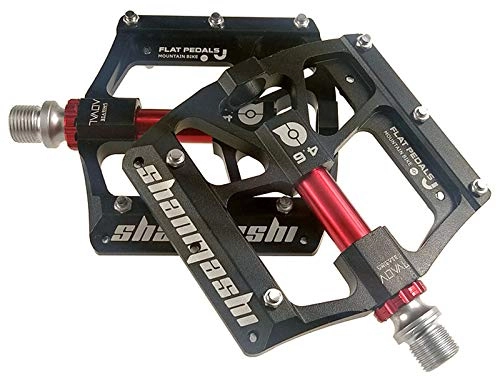 Pedali per mountain bike : 3 cuscinetti Mountain Bike Pedali Piattaforma biciclette piatto Lega Pedali 9 / 16" pedali antiscivolo in lega piatto Pedali black