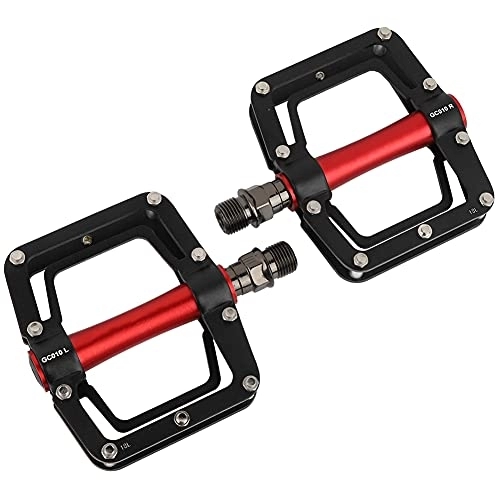 Pedali per mountain bike : Accessori per bici, in lega di alluminio, antiscivolo, leggeri, per mountain bike, pedali (nero+rosso)