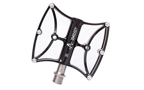 Pedali per mountain bike : Aest mountain bike Pedals MTB ciclismo strada pieghevole pedale di magnesio piattaforma CNC asse in titanio ti super / ultra leggero 167 g / paio, Black