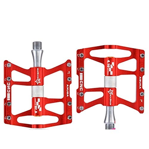 Pedali per mountain bike : Bicycle pedal aluminum alloy pedal bearing Palin mountain bike pedal anti-skid pedal riding equipment bicycle accessories-Pedal red