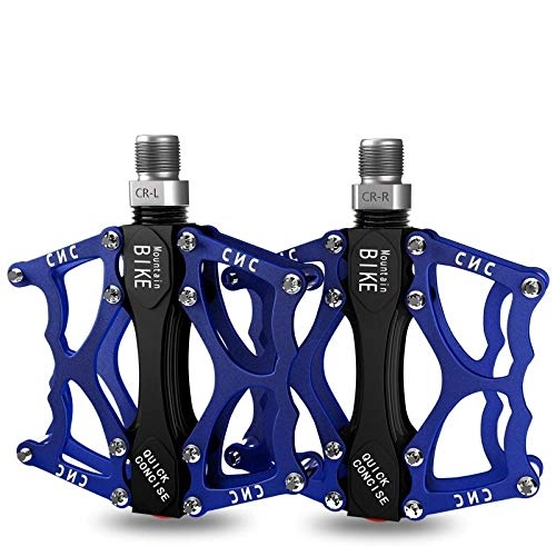 Pedali per mountain bike : Bicycle pedal mountain bike pedal quick release road bicycle accessories aluminum alloy anti-skid Palin bearing pedal-Type A blue