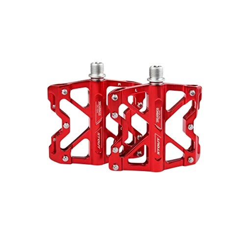 Pedali per mountain bike : Bike Pedals - CNC in Alluminio Cuscinetto Mountain Bike Pedals - Road Bike Pedali con 14 Antiscivolo Pins - Leggero Biciclette Platform Pedali (Colore: Rosso) (Color : Red)