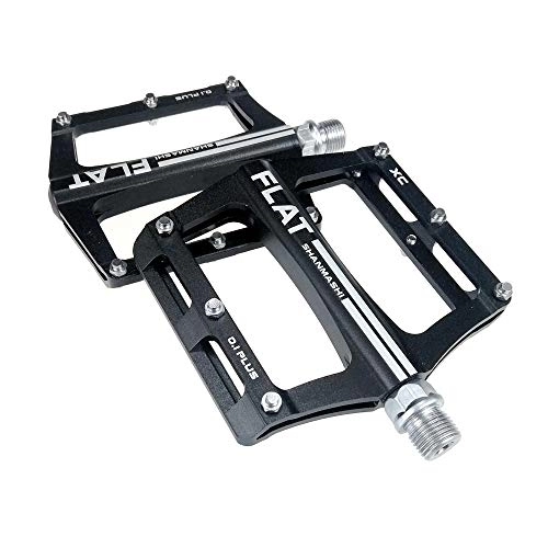 Pedali per mountain bike : Bike Pedana Piatta Pedali Mountain Bike Pedals 1 paio lega di alluminio antiscivolo, resistente, superficie bici pedali for strada MTB bici nera (SMS-0.1PLUS) Leggero per Strada Mountain bike BMX MTB