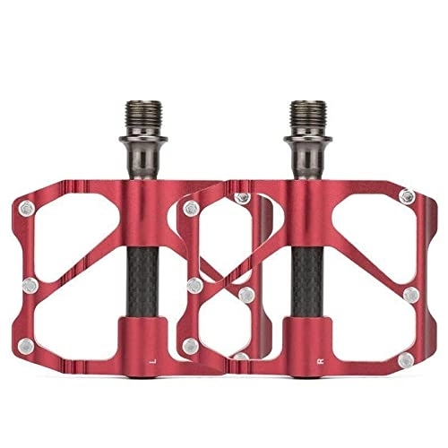 Pedali per mountain bike : CJSTORE Pedale della Biciclett da MTB Strada, Antiscivolo in Lega di Alluminio, con 3 Cuscinetto Sigillati Tubo Dell'asse in Fibra di Carbonio, per Mountain Bike Bici da Strada, 2 PCS Rosso