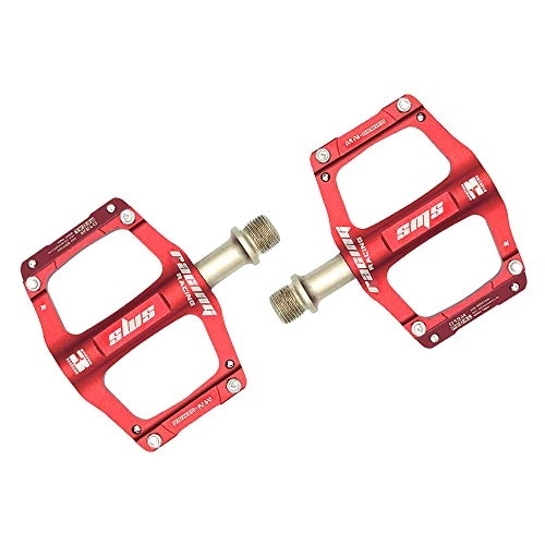 Pedali per mountain bike : CMUNDLJQ 013M - Pedali antiscivolo in alluminio, 9 / 16 pollici, per bici da corsa, mountain bike, BMX, colore: rosso