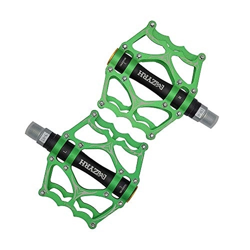 Pedali per mountain bike : CMUNDLJQ - Pedali piatti per bicicletta da 9 / 16 pollici, robusti e antiscivolo, in lega di alluminio di alta qualità, per mountain bike, bici da corsa, HD40 (verde con nero)