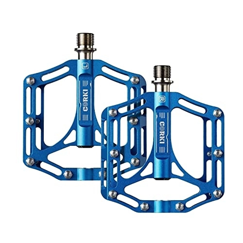 Pedali per mountain bike : Corki Cycles Titanium Mountain Bike Pedals, Blu