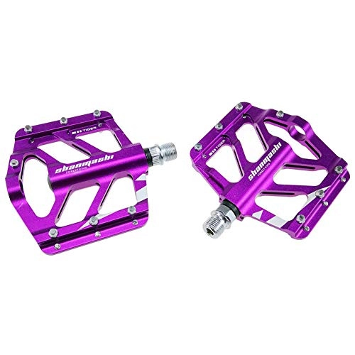 Pedali per mountain bike : Fancylande - Pedale per mountain bike, pedali da montagna, antiscivolo in magnesio, cuscinetto a pedale piatto, Violet