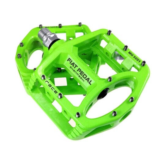 Pedali per mountain bike : FidgetGear - Pedali Piatti in Lega di Alluminio per Mountain Bike, BMX, 9 / 16", Colore: Verde