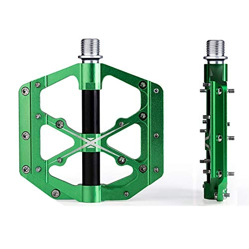 Pedali per mountain bike : FLAUU Pedali per Bicicletta, 3 Pedali per Mountain Bike, 18 Pedali per Bici Antiscivolo Pedali 9 / 16"in Lega di Alluminio Impermeabile, Adatti A Tutti I Tipi di Biciclette, Verde, 105.5X100.5mm