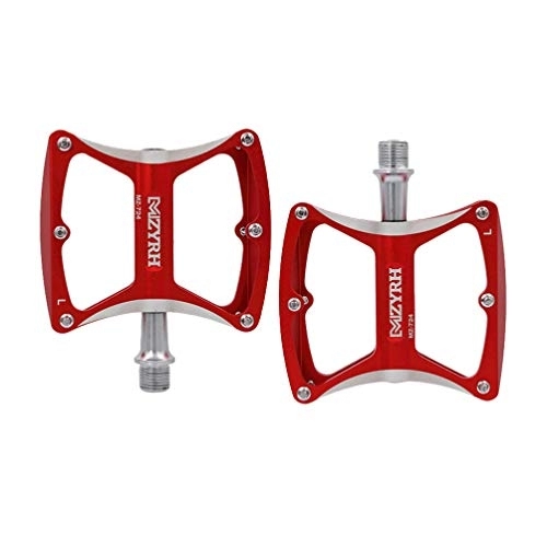 Pedali per mountain bike : Garneck - Pedali per mountain bike, in alluminio, resistenti e non scivolosi, pedali piatti per bici Road Berg BMX MTB Bike (rosso)