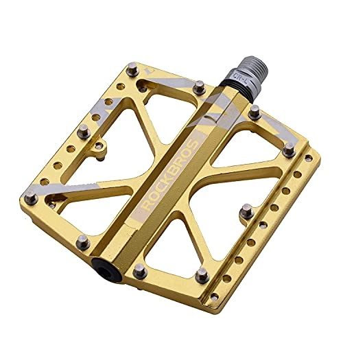 Pedali per mountain bike : GGCG Pedali per Biciclette Mountainbikes Pedali per Biciclette da 9 / 16 Pollici per MTB. Alluminio anodizzato Piattaforma per Bici da Strada (Color : Oro)