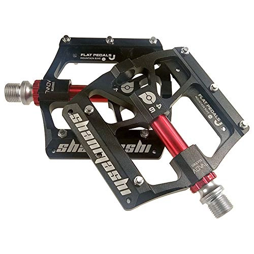 Pedali per mountain bike : GHKT Pedali della Mountain Bike 1 Paia in Lega di Alluminio Antiscivolo Pedali Bici Durevole Bike Mountain Bike Pedals Superficie for Strada BMX MTB Bike Black Red (4.6 Modello) per Mountain Bike BMX