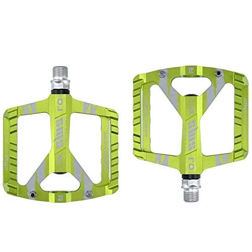 Pedali per mountain bike : Green Bike Pedali - 9 / 16" cuscinetto sigillato bicicletta della montagna piatto Pedali, leggera lega di alluminio largo pedale piattaforma Mountain Road Bike per BMX / MTB