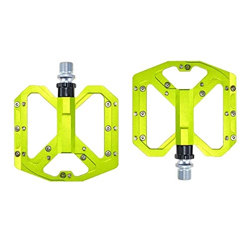 Pedali per mountain bike : KXDLR 1Pair Mountain Bike Pedali Non Slip-Leggera in Lega di Alluminio Grande Superficie di Appoggio Bicicletta di Guida Pedali per Strada MTB BMX 9 / 16", Verde