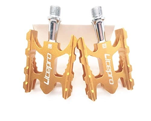 Pedali per mountain bike : LANCYG Pedali MTB MTB Mountain Bike Pedale K3 Lega Strada Bicicletta Pieghevole Ultraleggera in Alluminio 412 10, 8 * 6, 2 Millimetri Cuscinetto Pedale Pedali Flat MTB (Color : Gold)